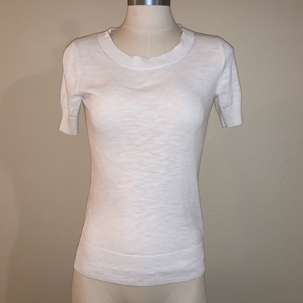5/25$ J Crew Factory White Short Sleeve Sweater XS